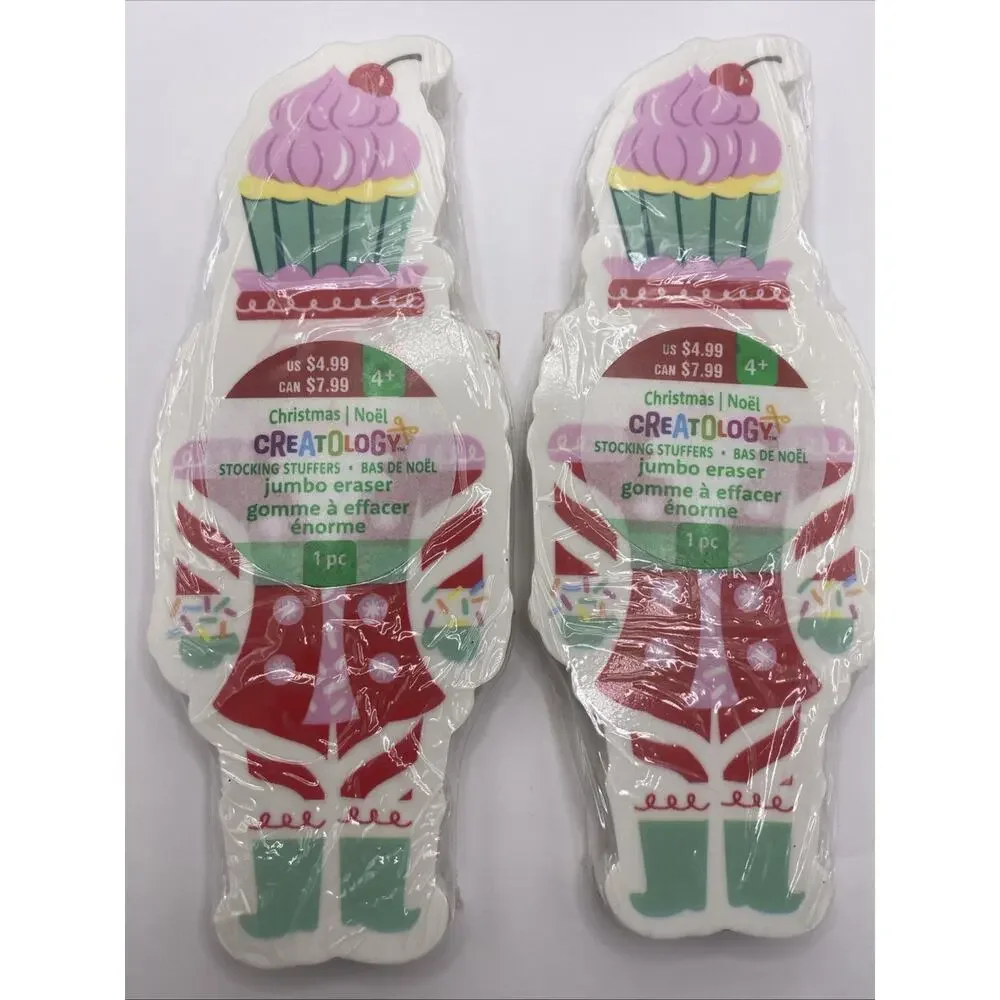 Creatology Jumbo Erasers Rainbow Nutcracker Set Of 2. New 5.5 X 2”